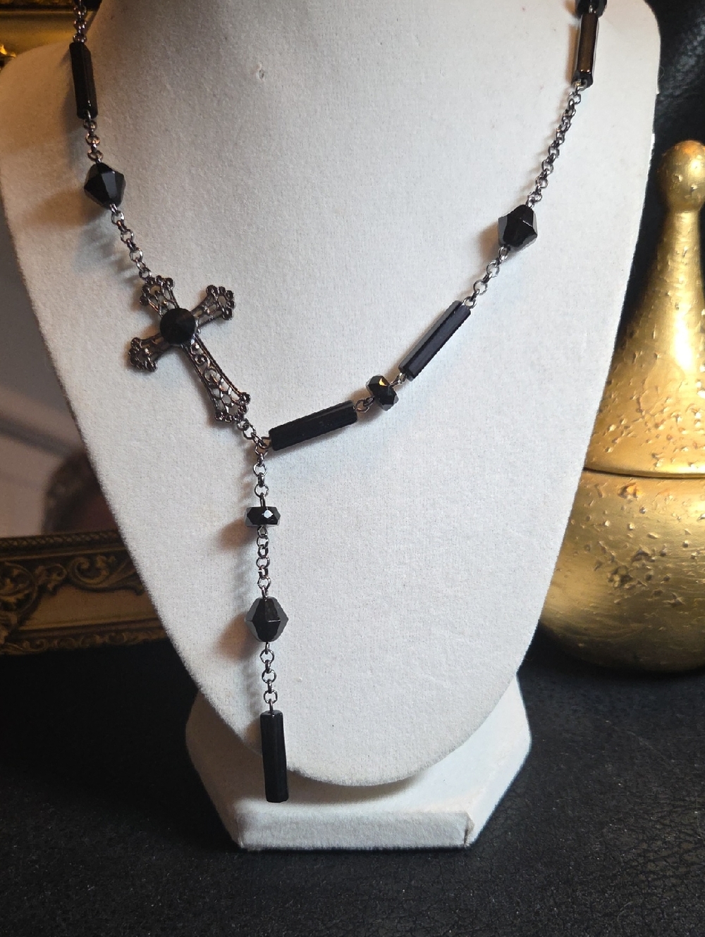 Black Cross Drop Necklace - Women Jewelry
